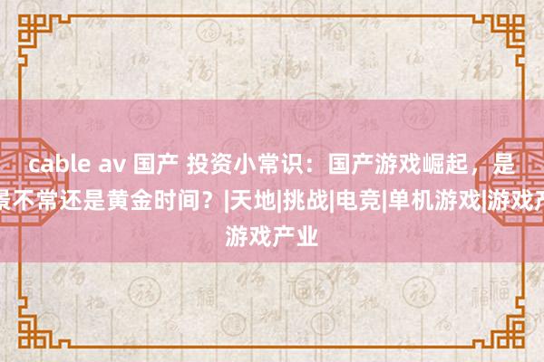 cable av 国产 投资小常识：国产游戏崛起，是好景不常还是黄金时间？|天地|挑战|电竞|单机游戏|游戏产业